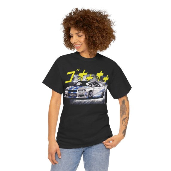 R34_Nissan_Skyline_Manga_Style_T-Shirt_JDM_DOGE_DRIFTING Paul walker