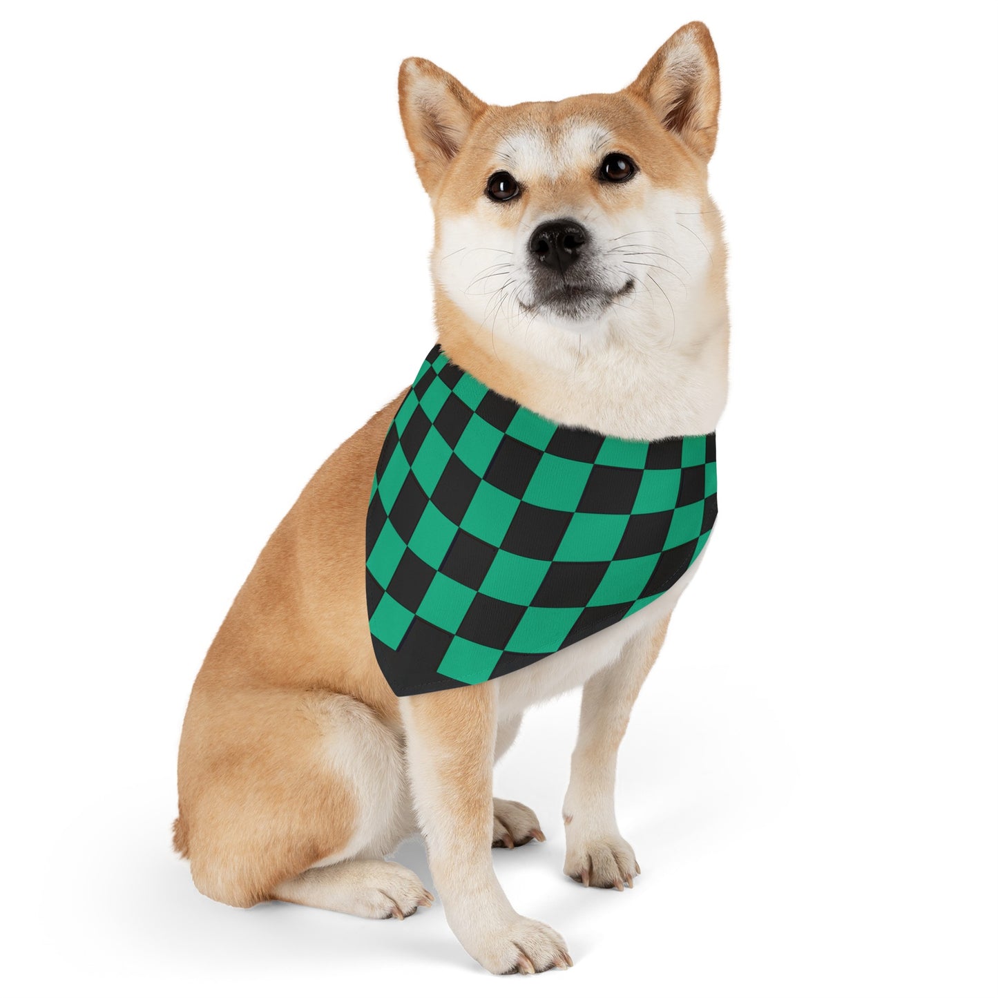 Green Checker Flag Dog Bandana Collar