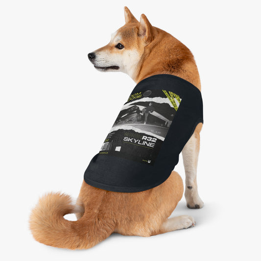 90s Iconic Drifting Touge Wrecked R32 Nissan Skyline Dog T-Shirt to match with your Dog