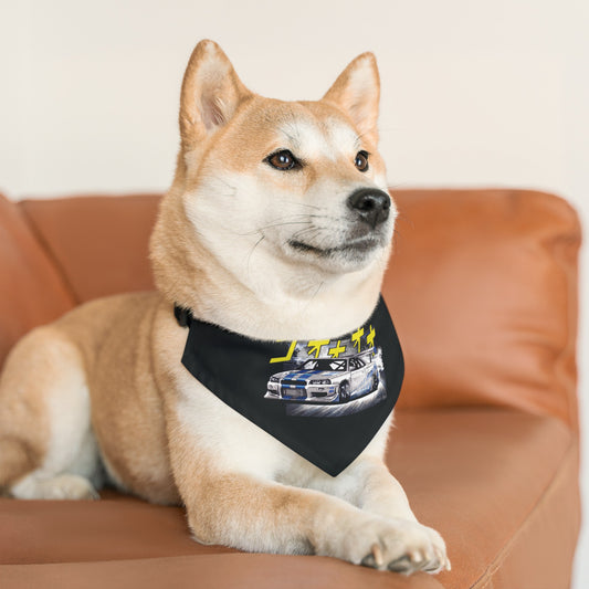 R34 Nissan Skyline Manga Style Dog Collar Bandana