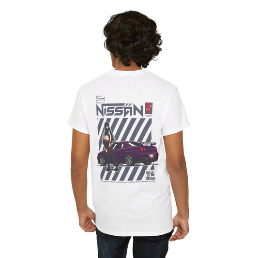 R34 Nissan Skyline T-Shirt (Waifu Edition) (Double Sided)