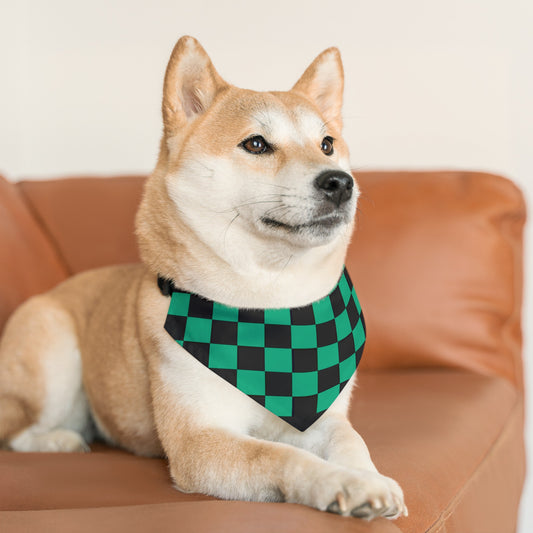 Green Checker Flag Dog Bandana Collar