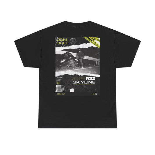 90s Iconic Drifting Touge Wrecked R32 Nissan Skyline T-Shirt (Double Sided) to match with your Dog