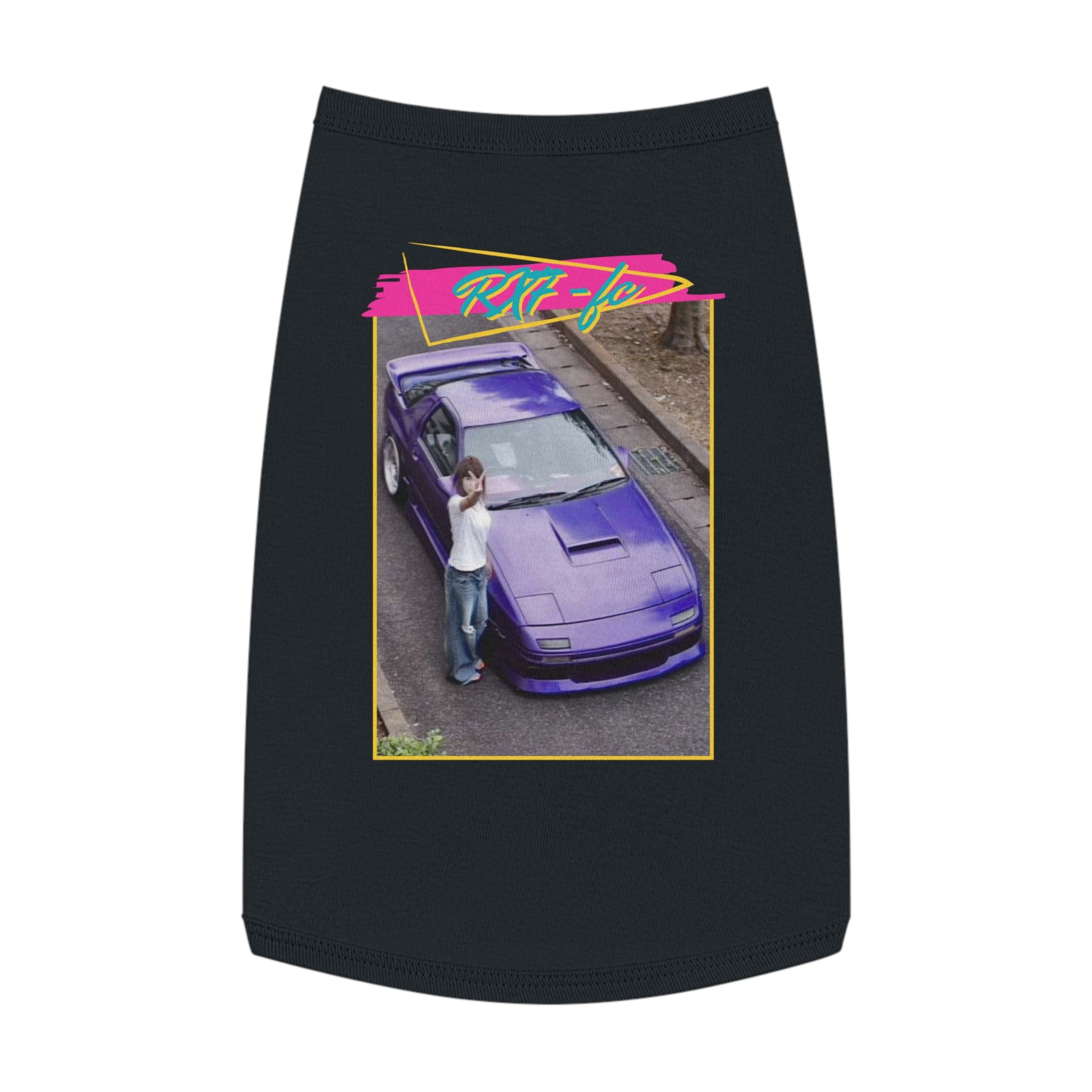 90s Nostalgic Mazda RX7-FC Dog T-Shirt BACK OF SHIRT DRIFTING DOGE CAT