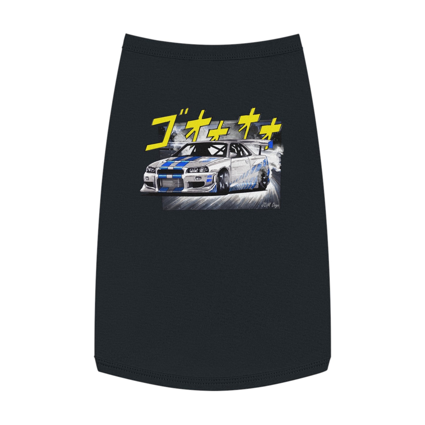 R34 Nissan Skyline Manga Dog T-Shirt BACK 
