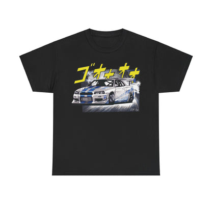 R34_Nissan_Skyline_Manga_Style_T-Shirt_JDM_DOGE_DRIFTING Paul walker shirt