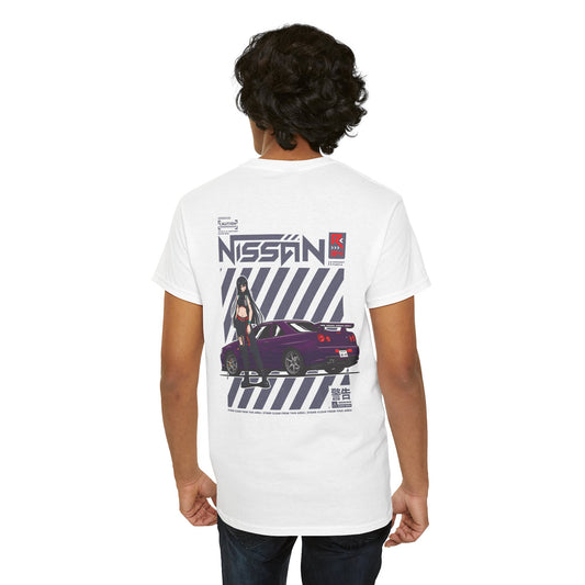 R34 Nissan Skyline T-Shirt (Waifu Edition) (Double Sided) to match with your dog weeb shirt to match with your dog