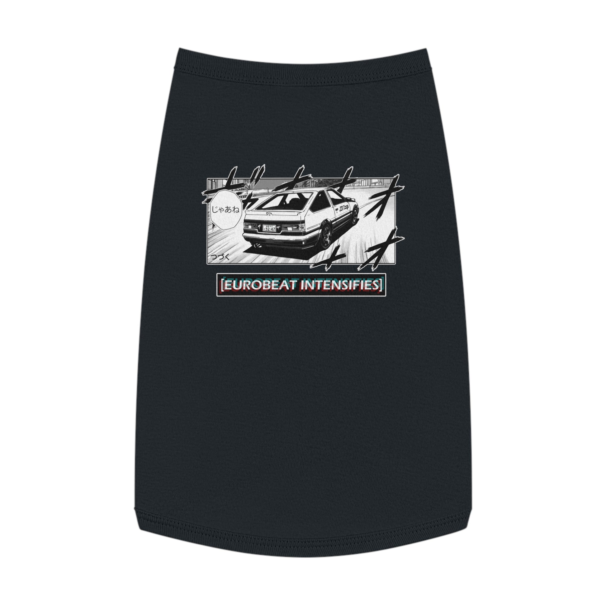 Toyota Sprinter AE86 Trueno Dog T-Shirt (EUROBEAT INTENSIFIES) BACK OF SHIRT