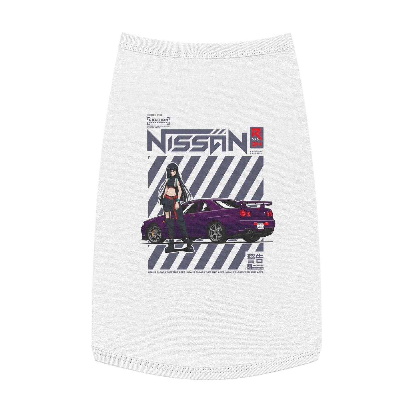 R34 Nissan Skyline Dog T-Shirt (Waifu Edition) BACK JDM DRIFT