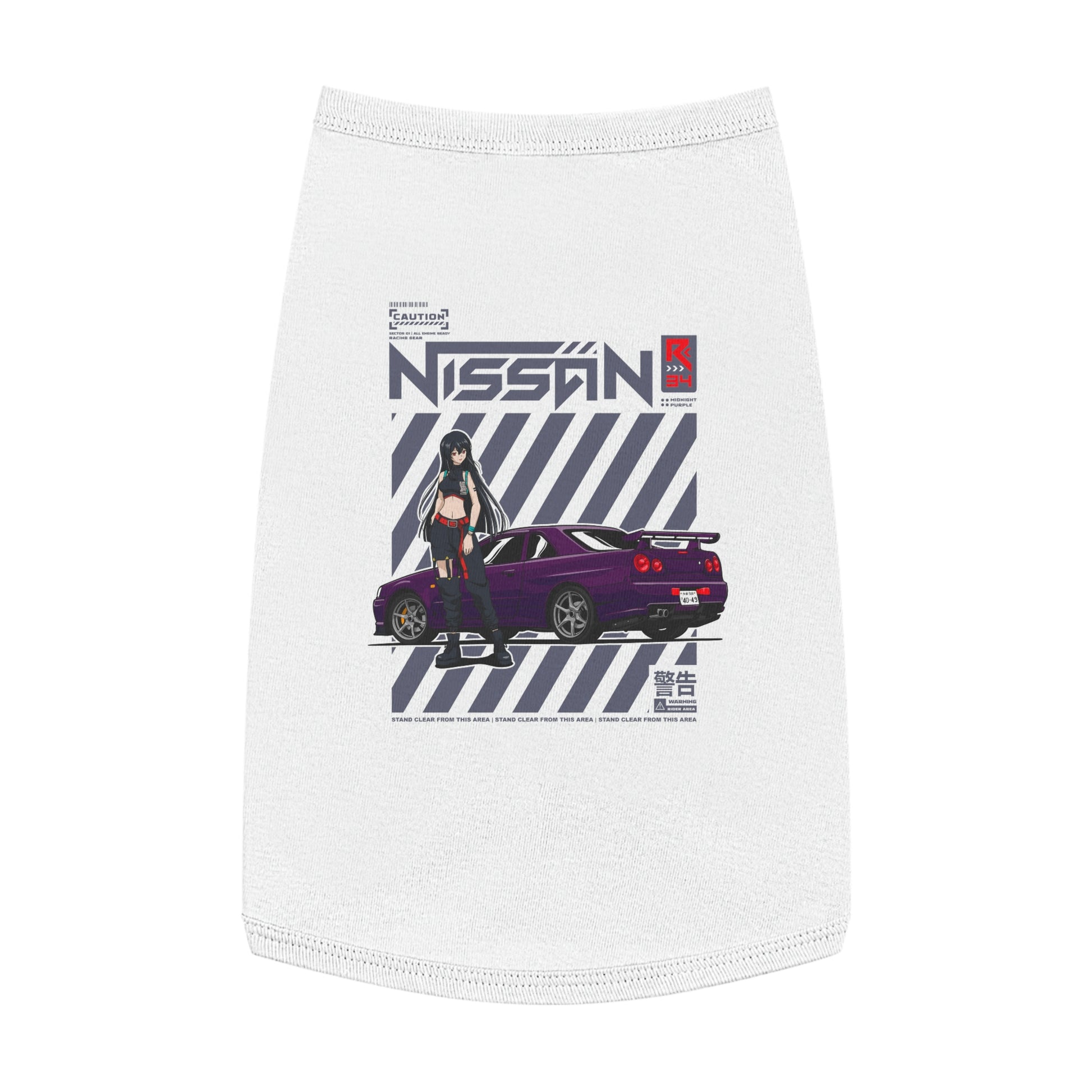 R34 Nissan Skyline Dog T-Shirt (Waifu Edition) BACK JDM DRIFT